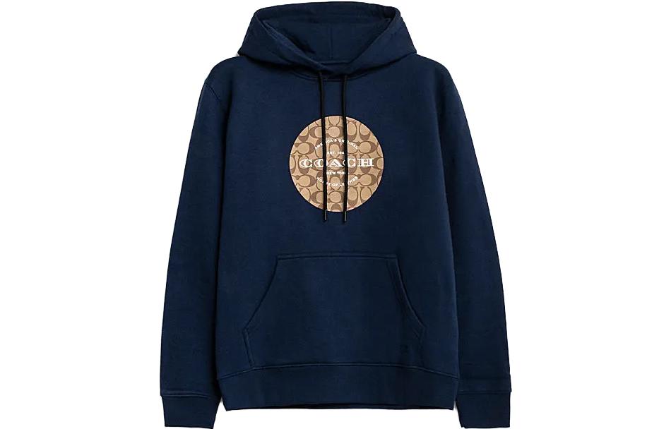 COACH Logo Print Hoodie Navy Blue 78299-BNV