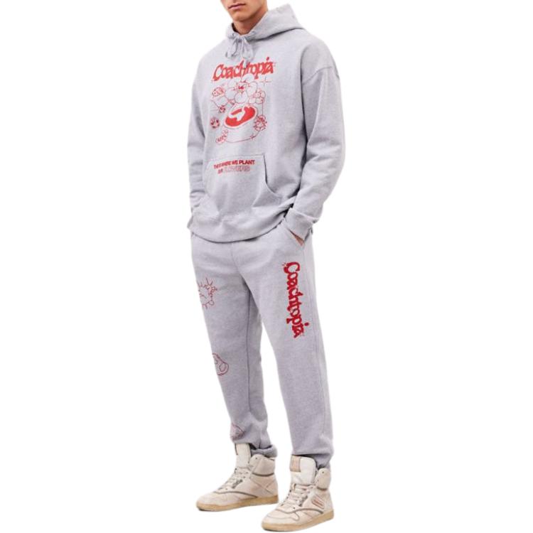 Shop COACH Seluar Jogger Knit Logo Unisex Kelabu. CP835-GRM