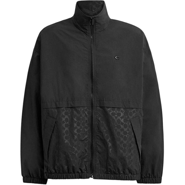 COACH Logo Print Zip-Up Stand Collar Casual Jacket Black CR358-BLK 圖 2