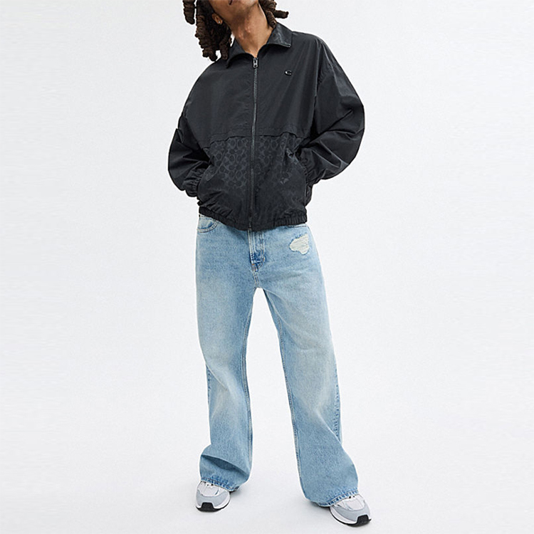 COACH Logo Print Zip-Up Stand Collar Casual Jacket Black CR358-BLK 圖 3