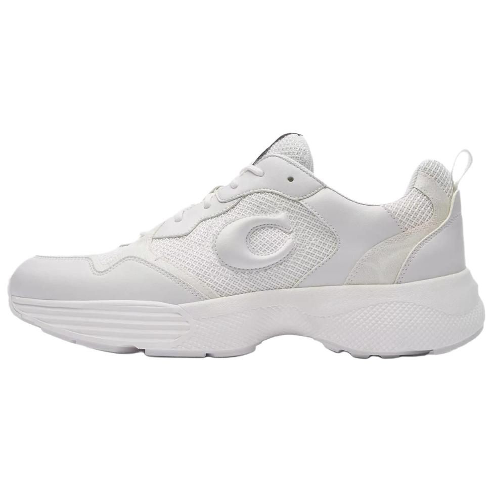 COACH Low-Top Casual Shoes Bright White Fabric Lace-Up Sneakers CT719-OPI