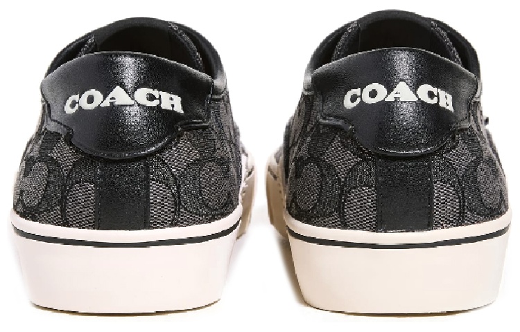 Shop COACH蔻馳 標誌性提花 繫帶 時尚板鞋 男款 黑色