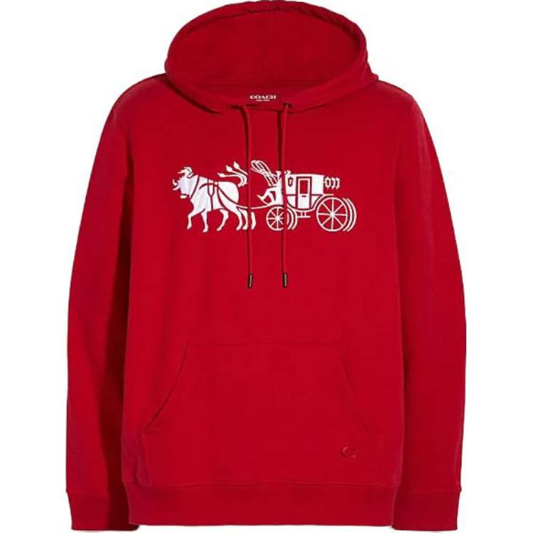 COACH Lunar New Year Hoodie Carriage Logo Cherry Red Casual Sweatshirt 6567-CHE