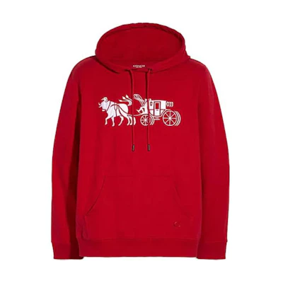 COACH Lunar New Year Hoodie Carriage Logo Cherry Red Casual Sweatshirt 6567-CHE