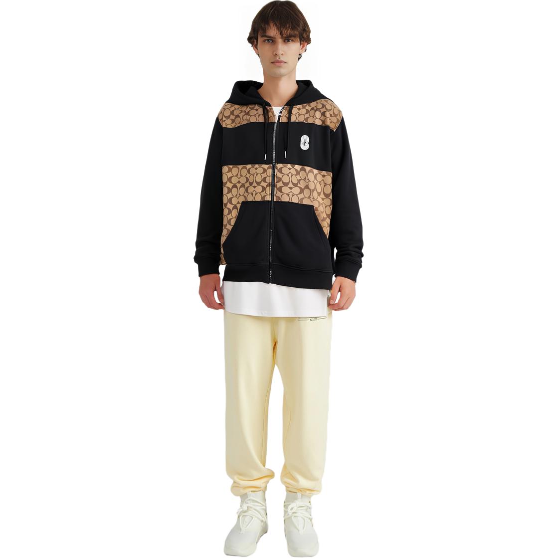 Shop COACH Hoodie Pria Warna Khaki Logo Print Drawstring. C7817-OFZ