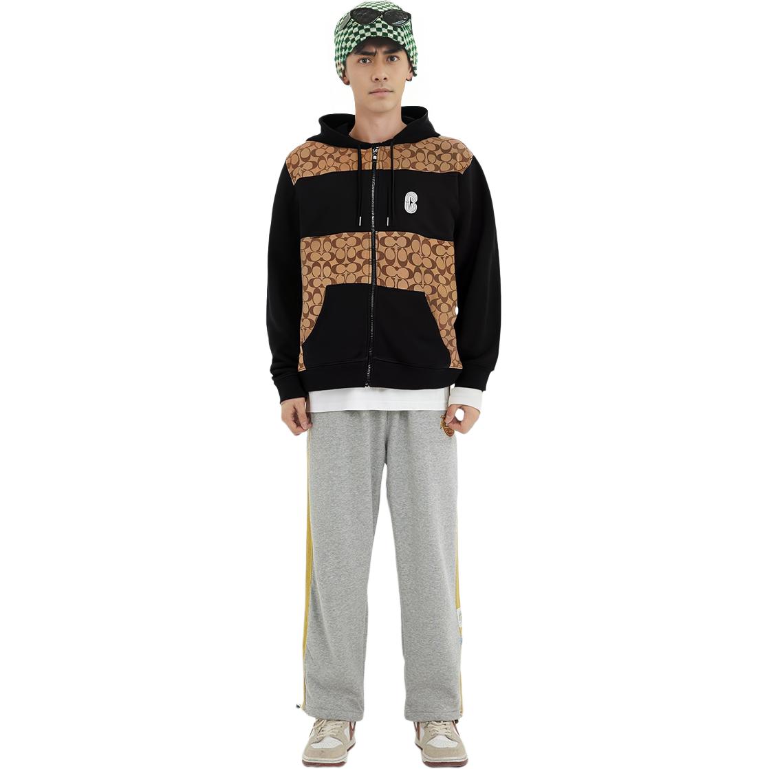 Purchase COACH Hoodie Pria Warna Khaki Logo Print Drawstring. C7817-OFZ