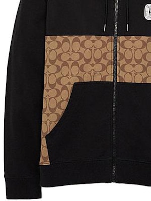 COACH Hoodie Pria Warna Khaki Logo Print Drawstring. C7817-OFZ 2