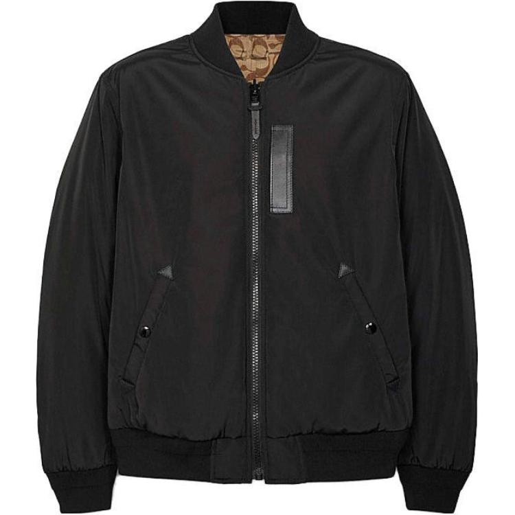 COACH Men’s SS23 Reversible Solid Logo Print Zip Jacket. 3089-BKKH