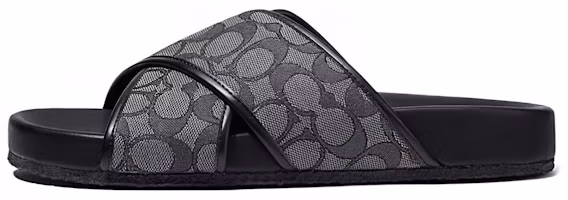 COACH Minimalist Slide Sandals Gray/Black CA158-CQBK COACH Minimalist Slide Sandals Gray/Black CA158-CQBK