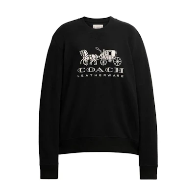 COACH Multicolor Letter Print Pullover Sweatshirt Unisex CL793-BLK
