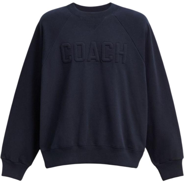 COACH Navy Blue Crewneck Sweatshirt with Letter Embroidery CY395-B5H