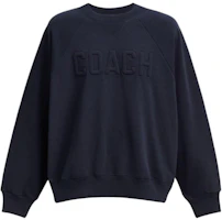 COACH Navy Blue Crewneck Sweatshirt with Letter Embroidery CY395-B5H COACH Navy Blue Crewneck Sweatshirt with Letter Embroidery CY395-B5H