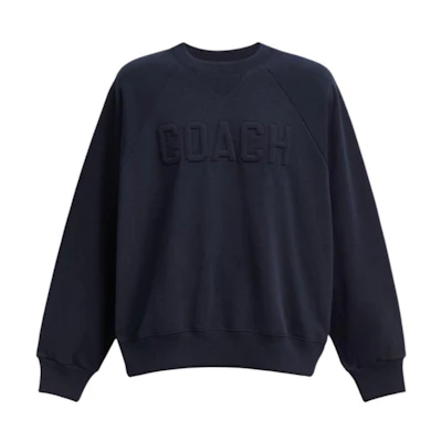 COACH Navy Blue Crewneck Sweatshirt with Letter Embroidery CY395-B5H