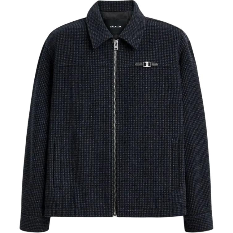 COACH Navy Blue Drop-Shoulder Jacket with Pointed Collar CZ750-NAY