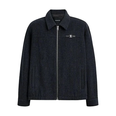 COACH Navy Blue Drop-Shoulder Jacket with Pointed Collar CZ750-NAY