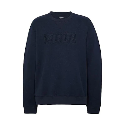 COACH Navy Blue Embroidered Logo Crewneck Sweatshirt C7825-TQ9