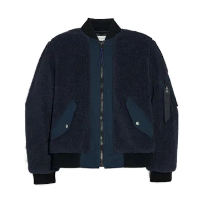 COACH Navy Ribbed Knit Trim Zip-Up Jacket 79561-NAV
