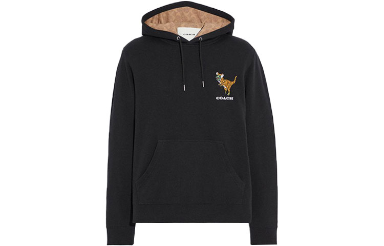 COACH New Year Series Black Hoodie with Chest Embroidery C8111-BLK