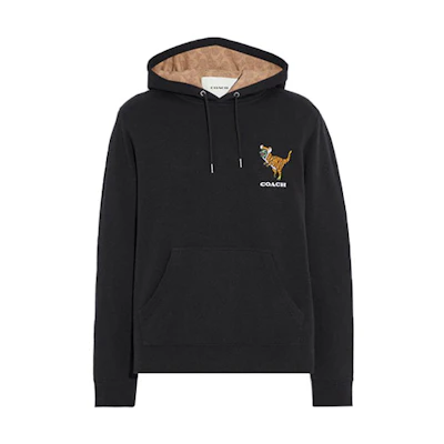 COACH New Year Series Black Hoodie with Chest Embroidery C8111-BLK
