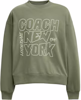 COACH Olive Brown Oversized Crewneck Sweatshirt with Logo Print CX405-RM3 COACH Olive Brown Oversized Crewneck Sweatshirt with Logo Print CX405-RM3