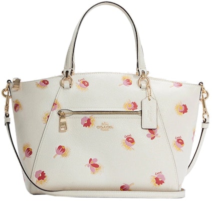 蔻驰草原花卉印花拉链斜挎包 粉笔白/多色 Buy 蔻驰草原花卉印花拉链斜挎包 粉笔白/多色