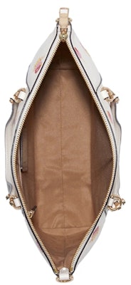 蔻驰草原花卉印花拉链斜挎包 粉笔白/多色 Lookbook 蔻驰草原花卉印花拉链斜挎包 粉笔白/多色