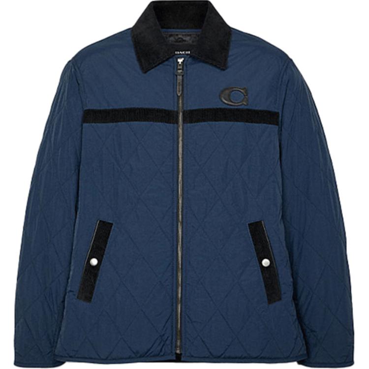 COACH Quilted Logo Embroidered Jacket Blue C5527-R71