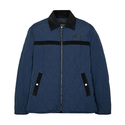 COACH Quilted Logo Embroidered Jacket Blue C5527-R71