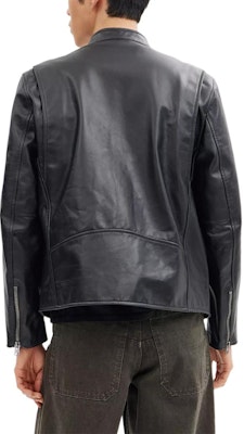 COACH レーサー ブラックレザー ジップアップジャケット クルーネックデザイン. CN944-BLK Shop COACH レーサー ブラックレザー ジップアップジャケット クルーネックデザイン. CN944-BLK