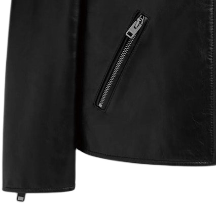 COACH レーサー ブラックレザー ジップアップジャケット クルーネックデザイン. CN944-BLK Sizing COACH レーサー ブラックレザー ジップアップジャケット クルーネックデザイン. CN944-BLK