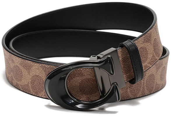 COACH Reversible Leather Belt with Signature Print - Khaki/Black, 3.7cm Width 76428-KHBK Order COACH Reversible Leather Belt with Signature Print - Khaki/Black, 3.7cm Width 76428-KHBK