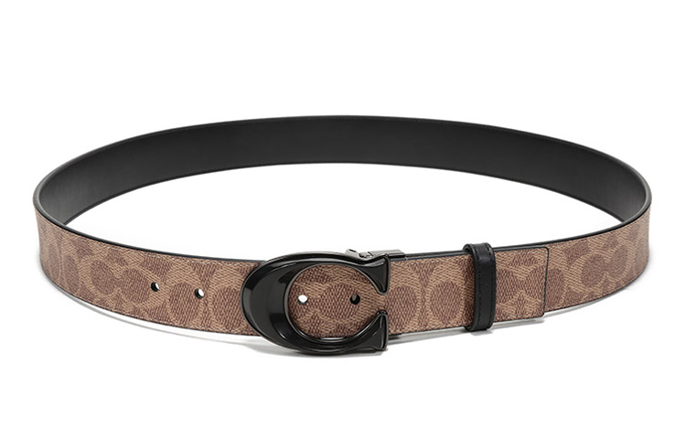 Lookbook COACH Reversible Leather Belt with Signature Print - Khaki/Black, 3.7cm Width 76428-KHBK