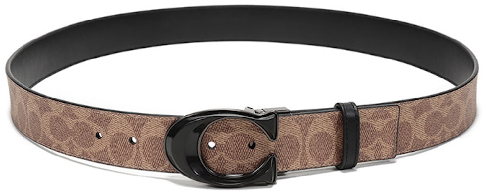 COACH Reversible Leather Belt with Signature Print - Khaki/Black, 3.7cm Width 76428-KHBK Lookbook COACH Reversible Leather Belt with Signature Print - Khaki/Black, 3.7cm Width 76428-KHBK