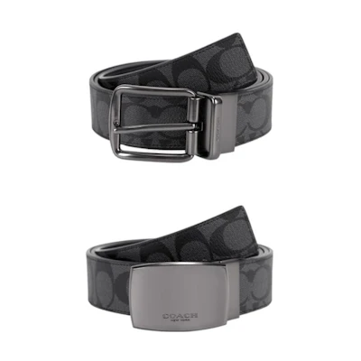COACH Reversible Solid Color Logo Leather Belt with Buckle F22540