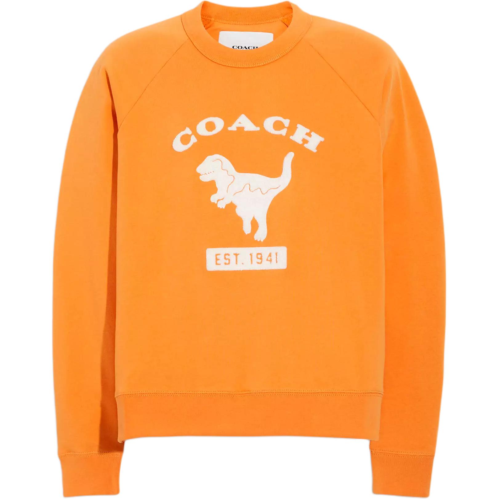 COACH Rexy Forever Logo Print Loose Fit Sweatshirt Orange - Casual Long Sleeve C9917-TNG