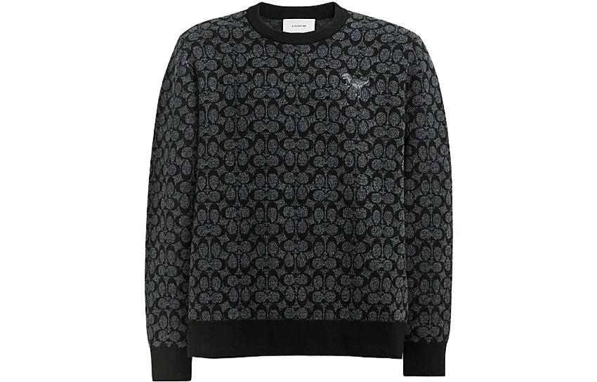 COACH Rexy FW23 Black Pattern Crewneck Long Sleeve Sweater CP968-OY2