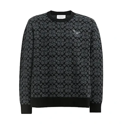 COACH Rexy FW23 Black Pattern Crewneck Long Sleeve Sweater CP968-OY2