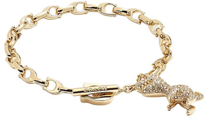 COACH Rexy Logo Gelang Rantai Unisex Emas - Perhiasan Pasangan Klasik. CB417-Z88 Order COACH Rexy Logo Gelang Rantai Unisex Emas - Perhiasan Pasangan Klasik. CB417-Z88