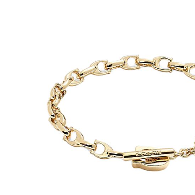 Lookbook COACH Rexy Logo Gelang Rantai Unisex Emas - Perhiasan Pasangan Klasik. CB417-Z88