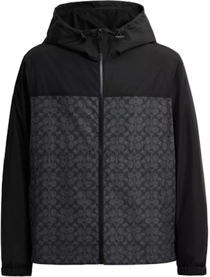 COACH 經典黑色再生聚酯全拉鍊防風外套。 CV310-R8E Buy COACH 經典黑色再生聚酯全拉鍊防風外套。 CV310-R8E