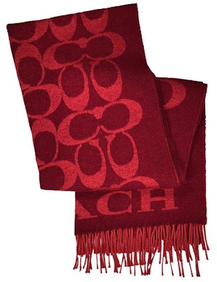 COACH Signature C Syal Wol Merah dengan Rumbai Unisex F76384-F8Q Shop COACH Signature C Syal Wol Merah dengan Rumbai Unisex F76384-F8Q