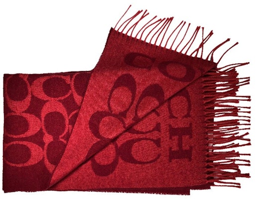 COACH Signature C Syal Wol Merah dengan Rumbai Unisex F76384-F8Q Details for COACH Signature C Syal Wol Merah dengan Rumbai Unisex F76384-F8Q