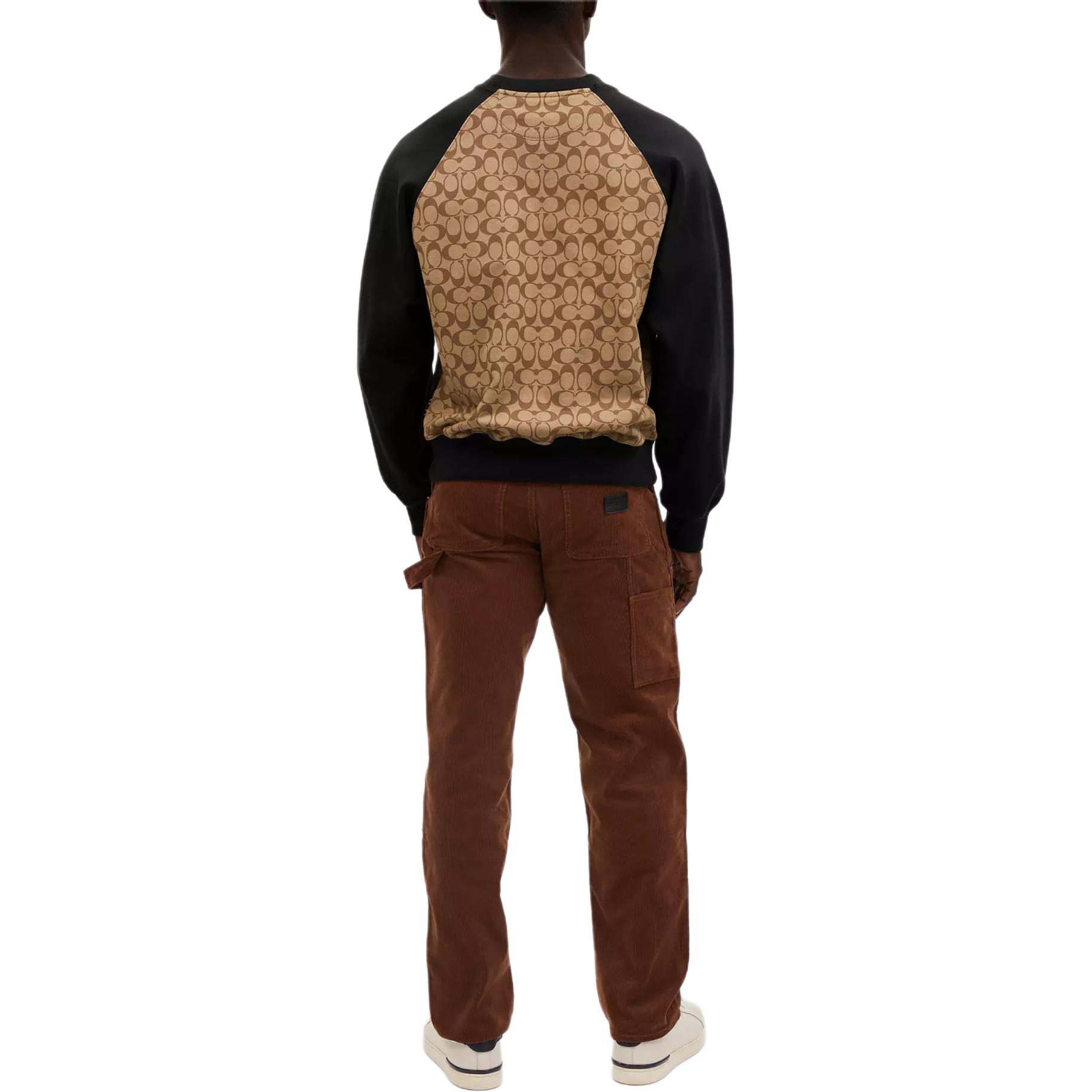 Shop コーチ シグネチャー クルーネック スウェットシャツ カーキ 長袖 ラグラン プルオーバー CO825-OFZ