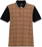 COACH Signature Logo Print Short Sleeve Polo Shirt in Khaki. CO816-OFZ COACH Signature Logo Print Short Sleeve Polo Shirt in Khaki. CO816-OFZ