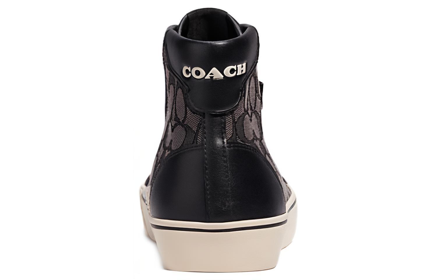 Purchase COACH蔻馳 Skate 織物 合成皮 高筒 經典時尚板鞋 黑色