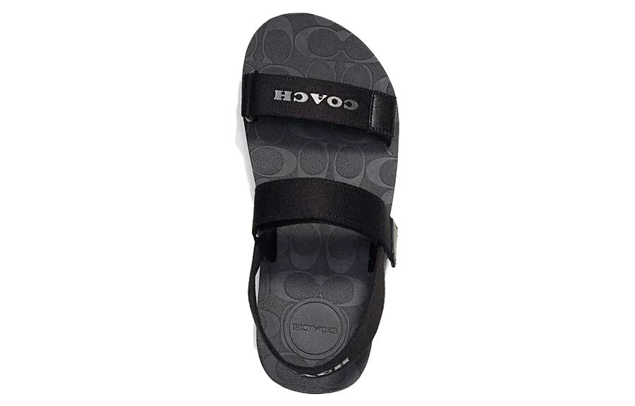 Shop 蔻驰黑色魔术胶带拖鞋 CI103_BLK