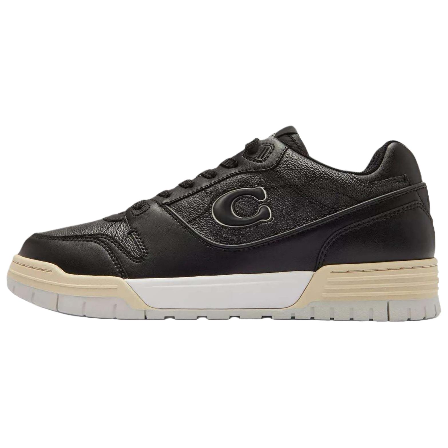 COACH Soho Signature Canvas Leather Low-Top Sneakers Black CCN56-MI5