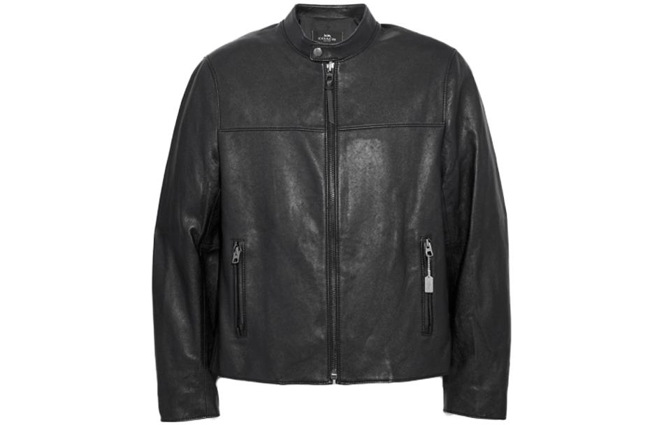 COACH Solid Black Zip-Up Stand Collar Jacket F33779-BLK