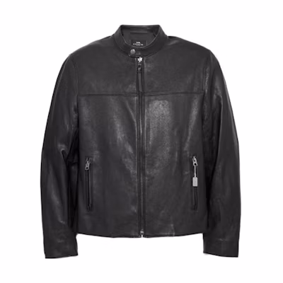 COACH Solid Black Zip-Up Stand Collar Jacket F33779-BLK