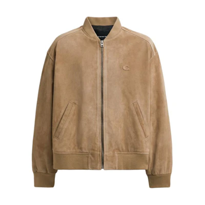 COACH Solid Color Baseball Collar Zip Jacket Khaki CS216-BEI